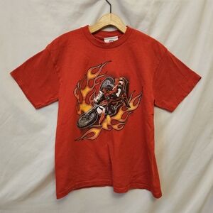 Mad Engine Motocross Crewneck Tee Youth Boy M Red Graphic Print Short Sleeve